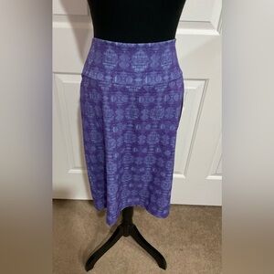 LuLaRoe L Purple and Turquoise Geometric Print Cassie Skirt